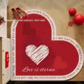 Tapis de mariage rouge en forme de cœur avec poème romantique et envers antidérapant - 60*60cm / Tapis d'Entrée Cœur - Motif F