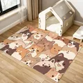Non-slip waterproof PVC pet mat featuring a cute cartoon Shiba Inu pattern print - Woof Dog Group-B