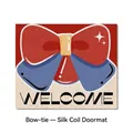 Modern red and blue bowknot silk loop PVC anti-slip entrance doormat with Welcome text - 40*60cm / Red and Blue Bowknot Style (F)