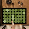 Tappeto da bagno retrò in farina di fossili con motivo a pois verdi, antiscivolo - Giada Verde Scuro