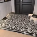 Elegant black and white patterned PVC wire loop door mat for home entry entryway rug - 40*60cm / Circular Pattern Charm