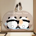 Cute cartoon panda absorbent bathroom mat with anti-slip bottom for home entryway décor - Ellipse / 40x60cm (Absorbent Leather) / Let's Bathe Together Pattern