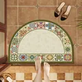Semi-circle retro tile pattern absorbent non-slip diatom mud bathroom floor mat for home - 40*60cm / Jinhui-Semicircle
