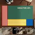 Retro modern geometric PVC silk ring doormat in green and yellow, anti-slip entrance mat - 40*60cm / Premium Green