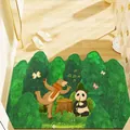 Zerbino foresta cartoon con illustrazioni di orso e panda su materiale PVC antiscivolo - 40*60cm / Melodia della Foresta