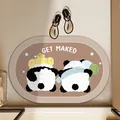 Oval brown bathroom mat with cute bathing panda illustration and GET MAKED text - Ellipse / 40*60cm (Regular Style) / Let's Scrub Together Pattern