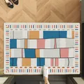 American style geometric color block entrance rug with TPR anti-slip backing - 40*60cm / Painted Style E