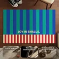 Vintage blue striped PVC silk circle door mat featuring anti-slip backing and DIY trimming - 40*60cm / Blue Striped