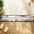 Paillasson floral long avec inscription 'Have a nice day' sur bande pêche. - 20x60cm / Design Floral Noir et Blanc (K)
