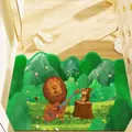 Tappetino d'ingresso foresta verde a ricciolo con leone e scoiattolo, PVC antiscivolo - 40*60cm / Coro della Foresta