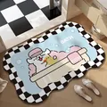 Tappeto bagno cane carino, assorbente e antiscivolo con bordo a scacchi nero - 40*60cm Pelle Assorbente / Abbraccio Anatra-Scacchiera Ondulata