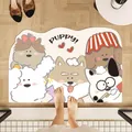 Alfombra de baño de dibujos animados de cachorros, alfombra de ducha absorbente - Versión de Cuero Absorbente / 40x60cm / Parque de Lavado de Perros-A