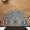 Semi-circular grey anti-slip doormat with elegant mandala pattern for indoor entry - 60*90cm / Complex Rhythmic Pattern - Semicircle