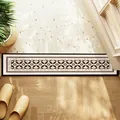 Long paillasson d'entrée crème avec motif géométrique et design texte anglais - 20x60cm / Texture Losange Géométrique (L)