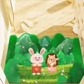 Zerbino forestale antiscivolo in PVC con simpatiche grafiche di coniglietto e riccio - 40*60cm / Divertenti Amici della Foresta