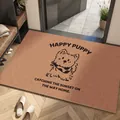 Anti-slip terracotta PVC leather entrance mat featuring a cute puppy illustration. - 50*80CM / Happy Puppy