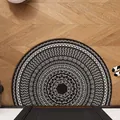 Semi-circular mandala pattern entrance mat with durable anti-slip PVC silk loop texture - 60*90cm / Black & White Elegant Pattern - Semicircle