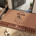 Durable PVC leather doormat with cute cat design and cozy welcome text for entryway - 50*80CM / Waiting Cat