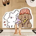 Alfombra de baño antideslizante con lindo patrón de caniche para baño y entrada - Versión de Cuero Absorbente / 40x60cm / Parque de Lavado de Perros-B