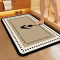 Minimalist absorbent bath mat with tulip design and shower room lettering in beige - New Simple-C (Rectangle) / Absorbent Leather / Beige Grey / 40*60cm