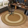 Round non-slip gaming chair mat in brown and beige Belgian velvet for floor protection - Diameter 60cm / Brown Ring Pattern