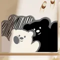 Tappetino da bagno orso cartone animato antiscivolo bianco e nero - 40x60cm (Pelle Assorbente) / Tre orsi