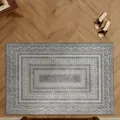 Gray rectangular PVC door mat featuring elegant geometric patterns on a wood floor - Artistic Gray Pattern - Rectangle