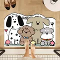 Alfombra de baño antideslizante con estampado de perro de dibujos animados - Versión de Cuero Absorbente / 40x60cm / Parque de Lavado de Perros-C