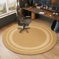 Round non-slip gaming chair floor mat in beige Belgian velvet with stripe pattern - Diameter 60cm / Stacked Light Pattern