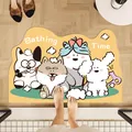 Linda alfombra de baño absorbente con perros animados y texto de Bathing Time - Versión de Cuero Absorbente / 40x60cm / Parque de Lavado de Perros-D