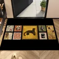 Tappeto d'ingresso vintage in pelle PVC con motivi artistici di leopardo e fiori - Rettangolo / 50x80cm / Leopardo Nero