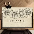 French style beige floral doormat with romantic text for entryway anti-slip dust removal - 40*60cm / Light Base - Sunbath