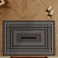 Rectangular black and white geometric pattern indoor floor mat with non-slip texture - Black & White Elegant Pattern - Rectangle