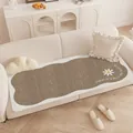 Cream style non-slip sofa cushion featuring a brown wavy design and elegant daisy print. - 40*40cm / Fresh Nier Style-K