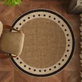 Premium round rug with woven texture and dotted decorative border for living room decor. - Diameter 60cm / Woven Grid Style (Elegant Charm)
