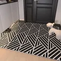 Modern black and white geometric silk loop PVC entrance door mat for indoor home use - 40*60cm / Mysterious Mirror Pattern