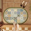 Vintage American patchwork style oval bath mat for bathroom and shower entrance - Qihua - Oval