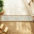 Tapis de seuil élégant en cuir à motif paisley bleu pour entrée de maison et couloir - 20x60cm / Motif Floral Persan Bleu Clair (P)