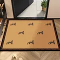 Tappeto d'ingresso in PVC stile vintage con motivo leopardato e bordo a scacchi marrone - Rettangolo / 50x80cm / Leopardo Arancione