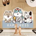 Tappeto da bagno antiscivolo con cani cartoni animati e design Happiness assorbente - Parco Lavaggio Cani-F