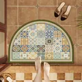 Semi-circle bathroom mat with vintage Mediterranean tile pattern for entry - Qihua - Semi-Circle