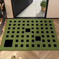 Zerbino in PVC verde stile mid-century con motivi geometrici neri per ingresso - Verde Foresta