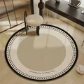 Elegant round TPR Belgian velvet rug with vintage border for vanity chair and bedroom - Diameter 60cm / Vintage Floral Border