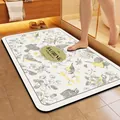 Vintage floral quick-dry bath mat for modern bathroom, non-slip absorbent door rug. - New American Style-D (Rectangular) / 2.5mm Regular Version / Beige / 40*60cm