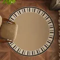 Elegant round carpet with piano key border, soft velvet texture for bedroom decor. - Diameter 60cm / Time Engraved Pattern