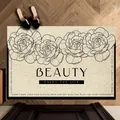Elegant French style floral beige entryway mat with non-slip dust control design - 40*60cm / Light Base - Secret Garden