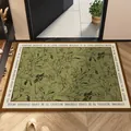 Zerbino d'ingresso vintage in pelle PVC con motivo floreale di narcisi verde oliva - Fiori Verdi Delicati