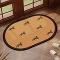 Alfombra de baño de tierra de diatomeas ovalada con estampado de leopardo y cuadros - Leopardo Naranja de Mediados de Siglo - Óvalo