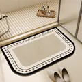 Tappetino da bagno antiscivolo retrò con elegante motivo nero in crema - Stile Bagno Fresco (Grandi Angoli Arrotondati) / 40x60cm (Stile Standard) / Beige