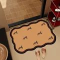 Alfombra de baño absorbente de barro de diatomeas estilo vintage con leopardo - Leopardo Naranja Mid-Century - Ondulado